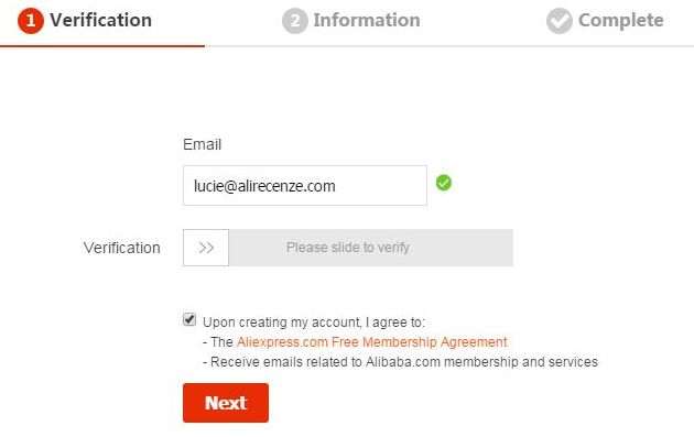 Aliexpress registrace 4