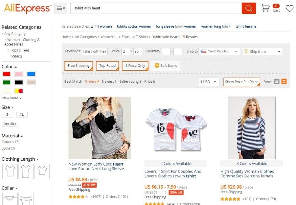 Ako vyhľadávať tovar na Aliexpress