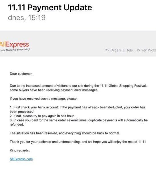 11.11 aliexpres platba