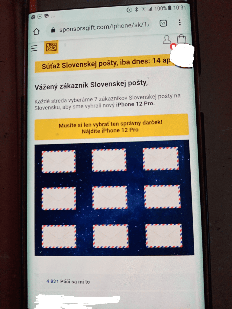 SMS podvodna slovenska posta ceska spam