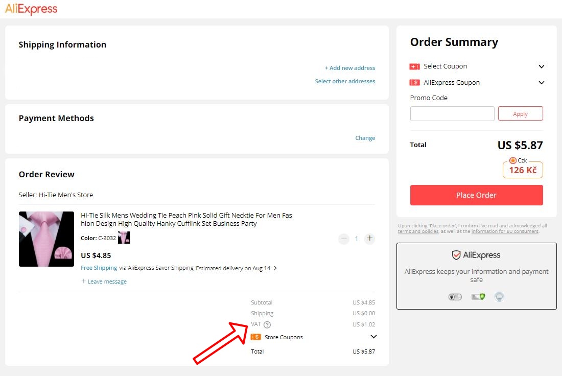 aliexpress tax clo VAT celni prohlaseni s DPH CZ
