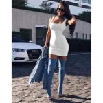 2022 Square Neck Sleeveless Shoulder Bodycon Mini Dress Basic Women Summer Black Backless Party Sexy Yellow Clubwear Dresses 1